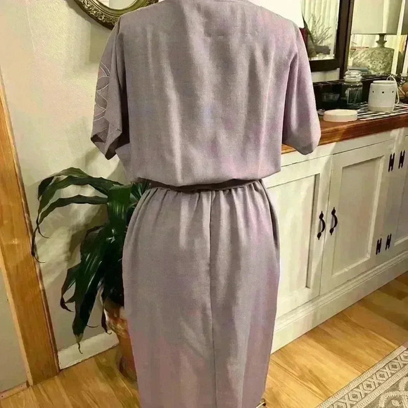 Vintage Applause II by Marge Kane Lavender A Line Short Sleeve Dress Size Small. - Picture 3 of 14